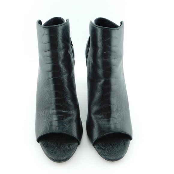 JOIE GWEN Black Sanke Textured Leather Peep Toe Bootie Heel Pumps 40 - Picture 2 of 6